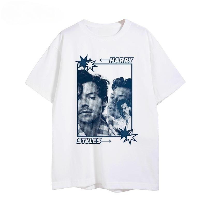 

2026 New Harry Styles Character Printed Cotton Tshirt Summer Mens and Womens Clothing Casual Hip Hop Short Sleeve Street Wear 4XL