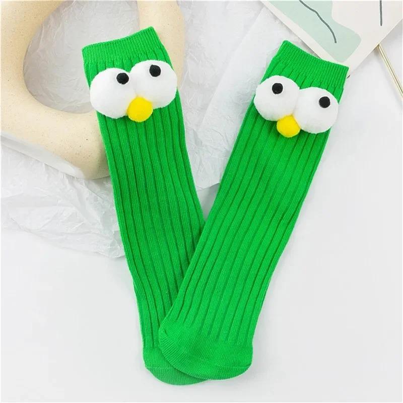 

Гольфы для малышей, мягкие носки для мальчиков и девочек, забавные высокие носки с большими глазами, чулки для младенцев и девочек one size темно-зеленого