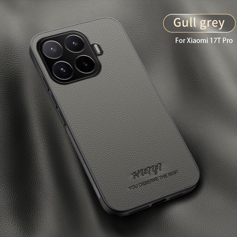 Étui Pour mi 17T Cuir d'Affaires de Luxe Cadre Souple Couvercle Magnétique Pour mi 17T Pro Étuis de Téléphone Capa Xiaomi 17T gris