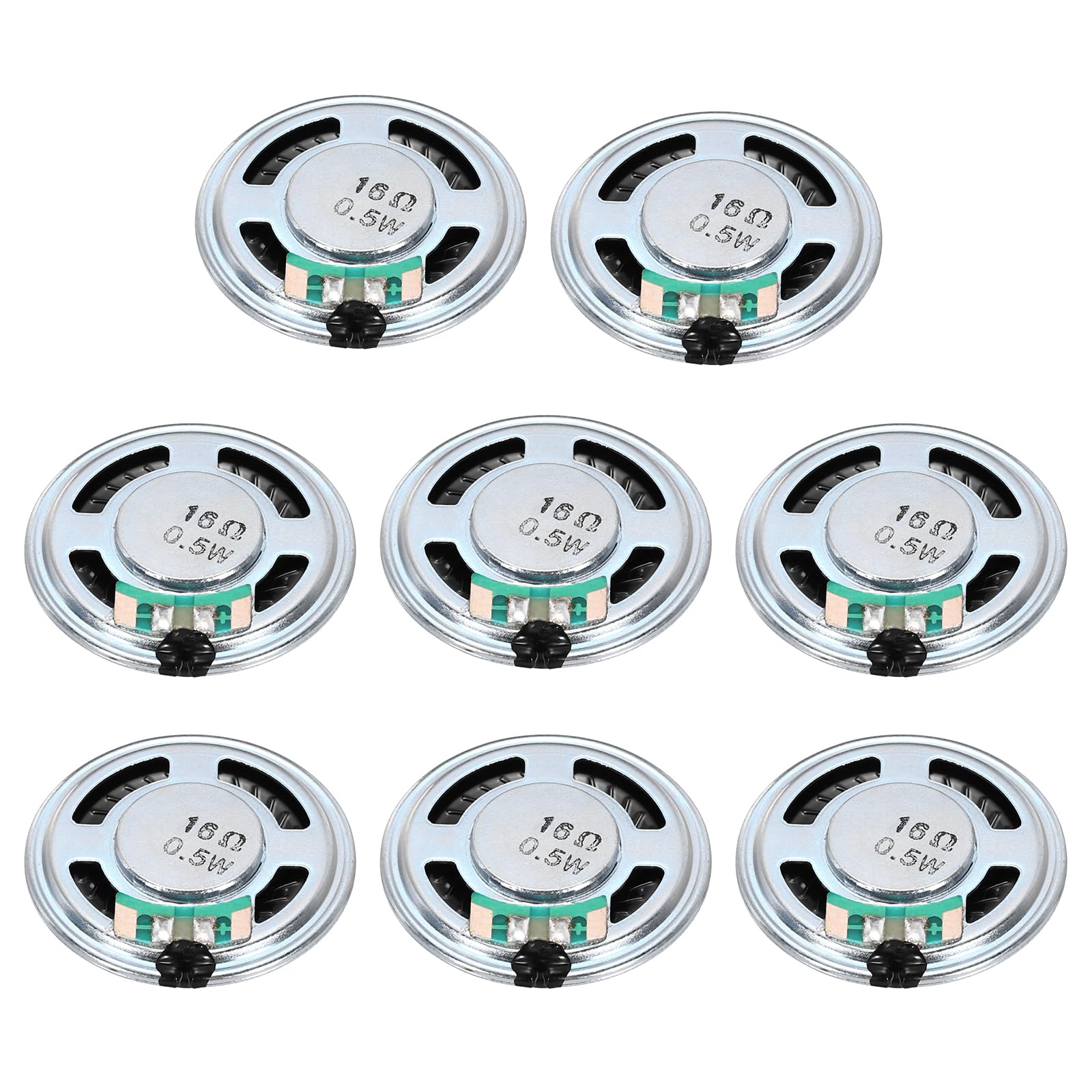

uxcell 8pcs 16 Ohm Mini Speakers Metal Shell Round Internal Micro Magnet Speakers Mini Speakers DVD EVD Multimedia Mobile Portable Advertising