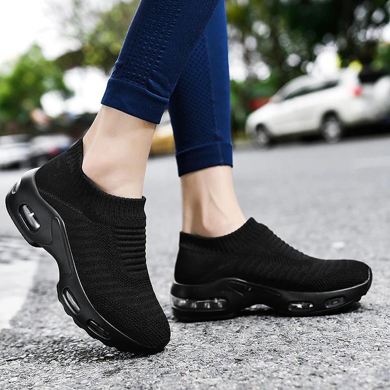Fashion Women Sneakers 2025 Spring Flat Shoes Slip on Platform Sneakers for Women Black Breathable Mesh Sock Sneakers Shoes