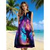 Robe Mi-longue Imprimé Arbre Enchanté pour Femme - Sans Manches, Col Rond, Fendue - Convient pour les Vacances d'Été à la Plage