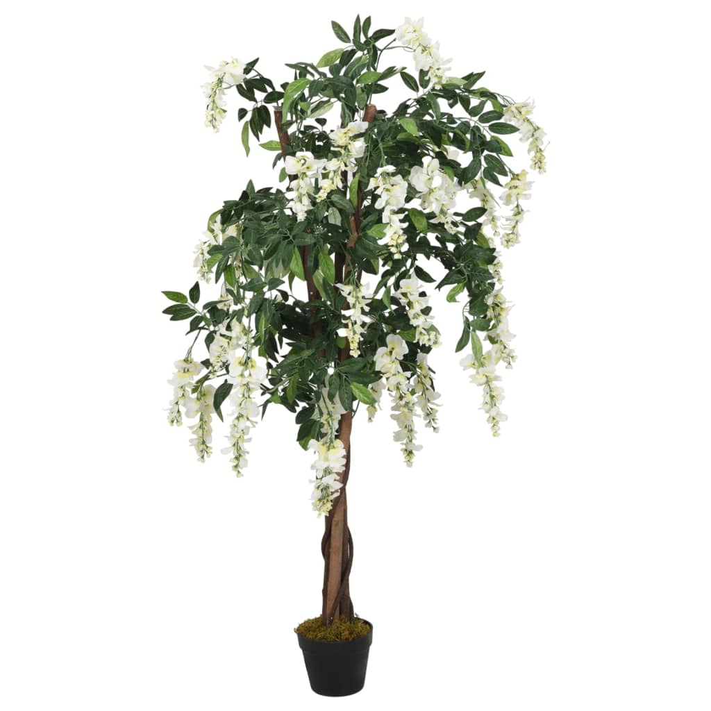 Vidaxl Glicine Artificiale, 560 Foglie, 80 Cm, Bianco-Verde