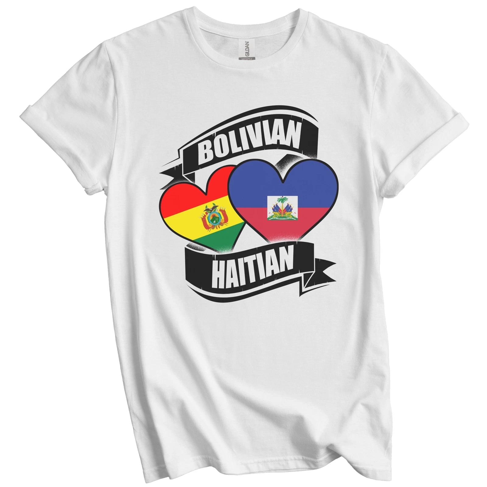 Bolivian Haitian Hearts Bolivia Haiti Flags T-Shirt 2XL