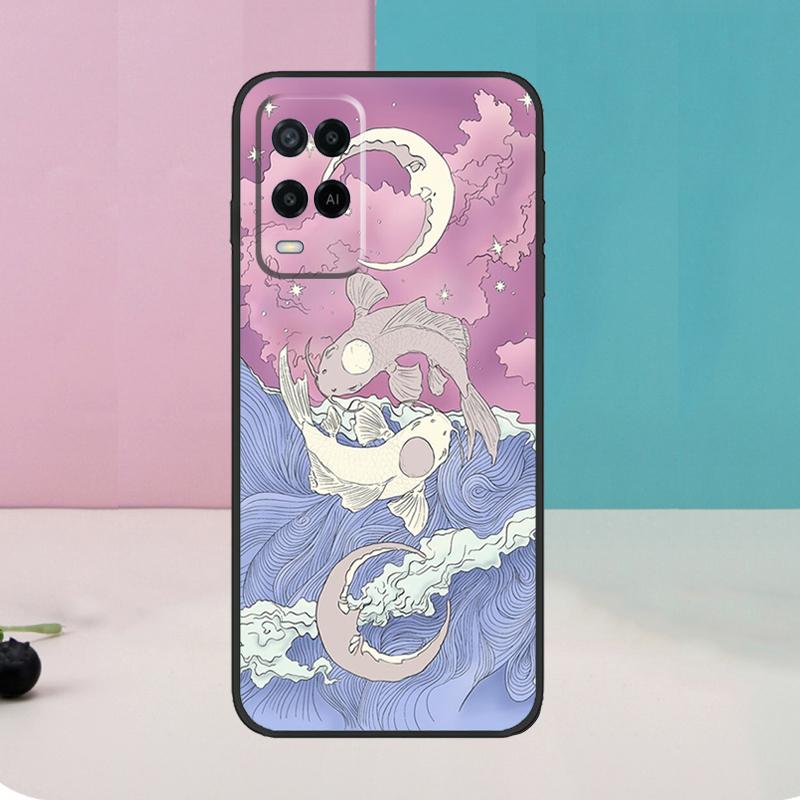 Koi Fish Yin Yang For OPPO A98 A78 A58 A5 A9 A15 A17 A57 A77 A96 A76 A16 A54 A74 A94 A52 A72 A57S A53S Case