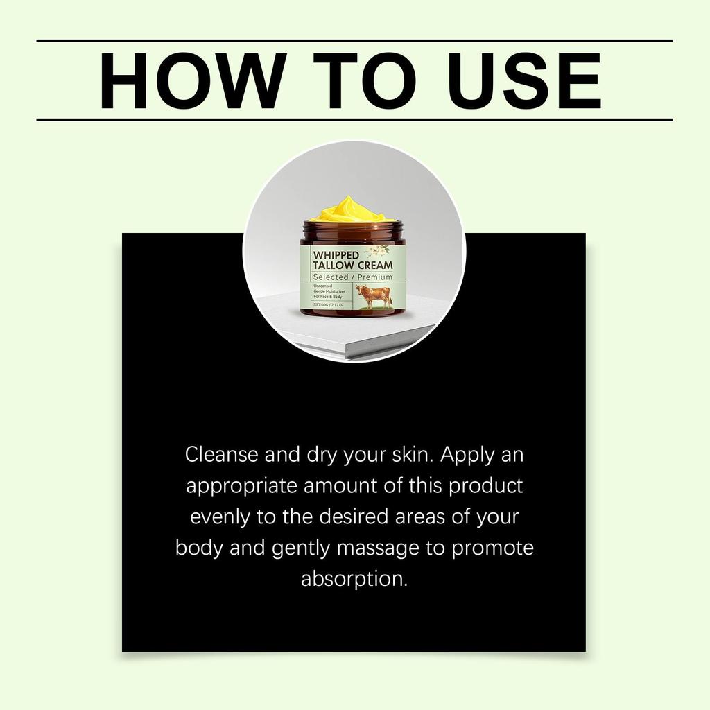 Aufgeschlagene Talgcreme für empfindliche Haut – Barriere-Reparatur, leichte, unparfümierte Feuchtigkeitscreme für Gesicht und Körper, 60 g