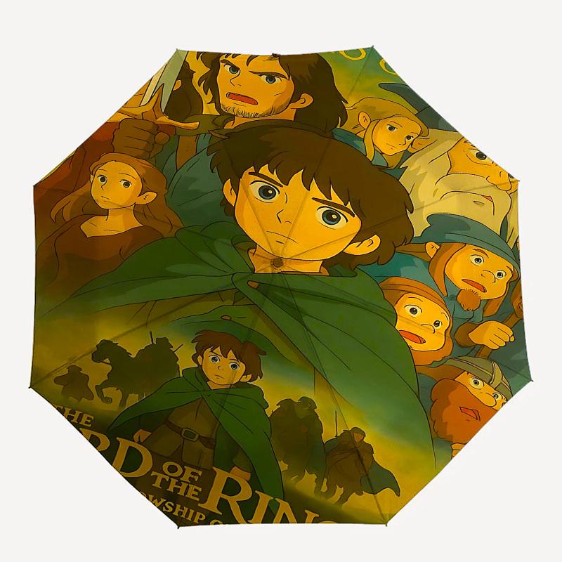 

1 шт. Автоматический складной зонт Studio Ghibli Властелин Колец - Компактный, 8 ребер, Прочный пластик и железо1322L