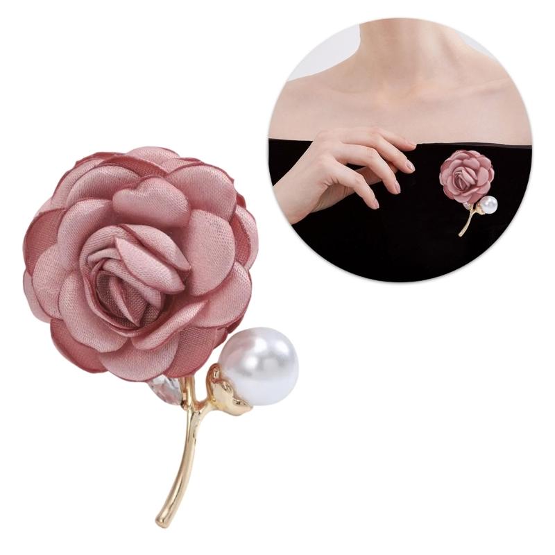Women 3D Floral Brooch Lapel Pin Ladies Shawl Brooch Pin Clothing Jewelry Accessory for Wedding and Event Outfit