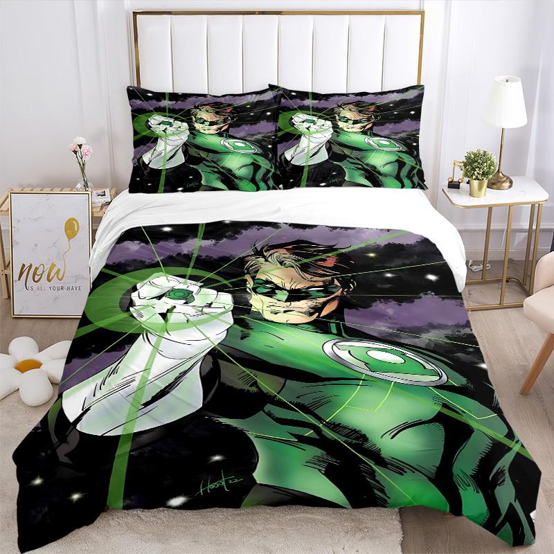 3pcs Green Lantern Cover Set,Soft Comfortable Duvet Cover,Guest Room (1*Duvet Cover + 2*Pillowcases, Without Core) yy251024113