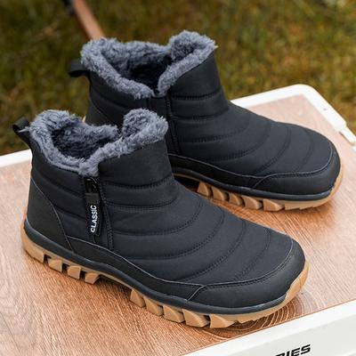 FashionMen Snow Boots Warm Fur Ankle Boots Winter Shoes Men Snow Boots Couple Winter Casual Sneakers Zips Lightweight Booties Men