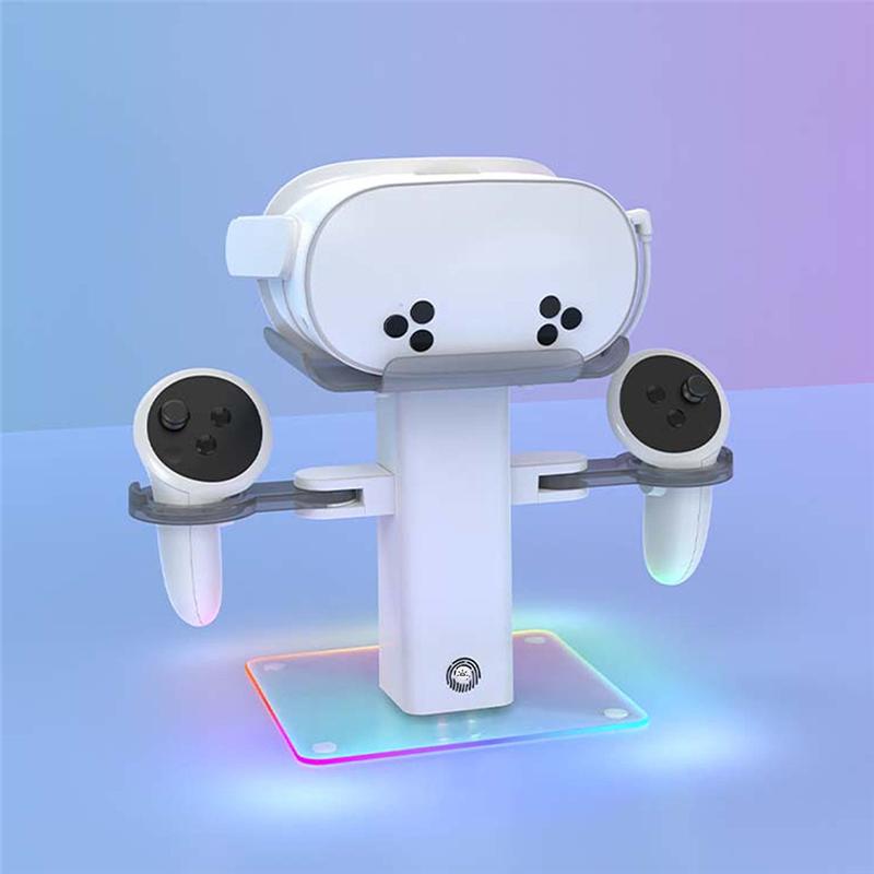 Charging Dock Accessories for Meta Quest 3S/Quest 3 RGB Lights Vertical Charging Display Stand for Oculus Quest 2