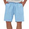 Men Linen Casual Shorts, Elastic Drawstring Waist Big Patch Pocket Loose Fit Lightweight Summer Beach Walking Shorts With Side Pockets Multiple Colors
