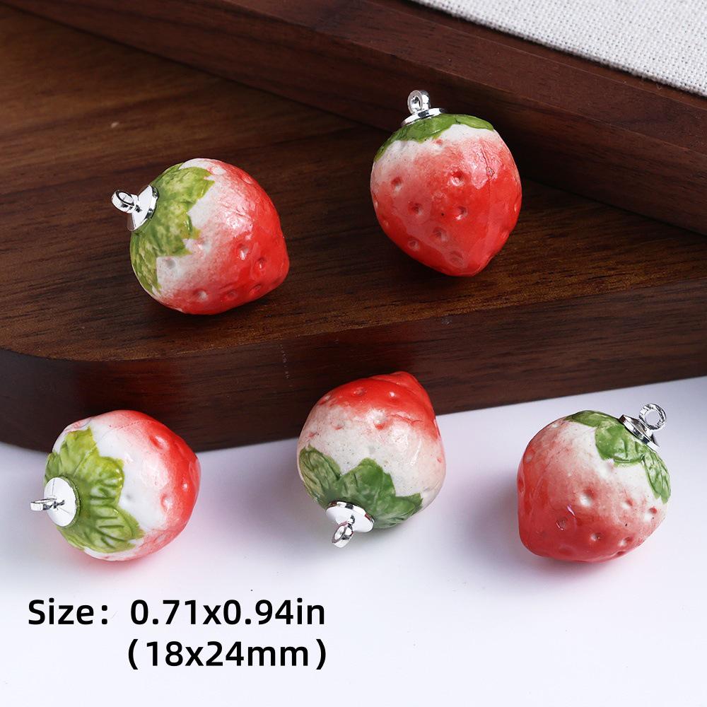 

Realistic 3D Strawberry Ceramic Beads Pendant for DIY Jewelry суничний