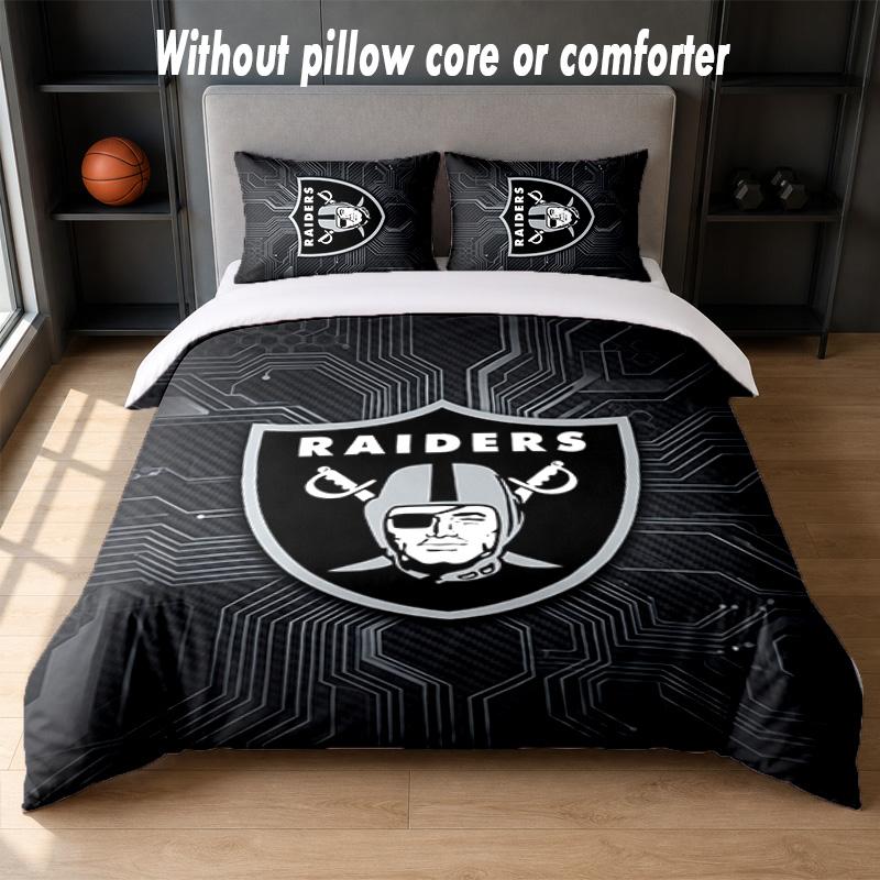 Set Biancheria da Letto Design Las Vegas Raiders 1 Copripiumino + 2 Federe Morbido Traspirante Biancheria da Letto per la Casa