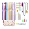 KX4B Aluminum Alloy Crochet Hooks Kits for Beginner Adult, Ergonomic Grip Crochet Needle with Smooth Tip Crochet Hooks Sets