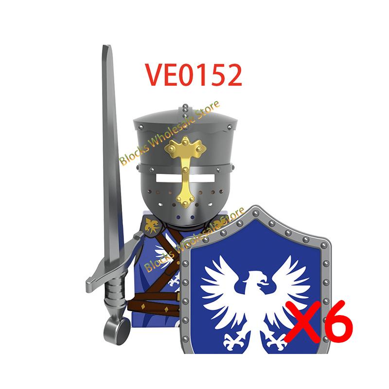 Medieval Castle Soldier Action Figures Building Block Empire Templars Lancer Warrior Militia Helmet Shield Sword Bow Toy Gifts