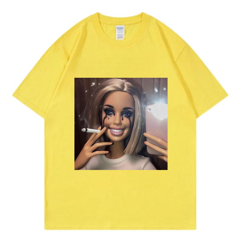 What Is Love  Funny Disgusting Doll Face Meme Tshirt Gothic Fashion Short Sleeve Tshirts Men Women Casual Oversized T Shirts