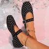 Fashion Women Flats European American  Fashionable Diamond Studded Mary Jane Shoes Women Casual Flat Bottomed Round Toe Sneakers Women