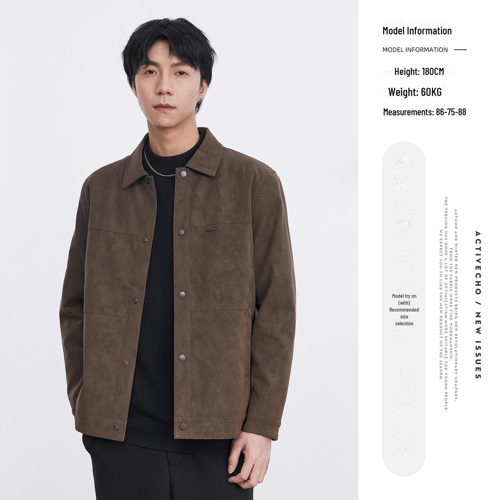 

Мужская куртка с лацканами из искусственной кожи - утолщенное повседневное короткое пальто на осень/зиму с бархатной подкладкой XL