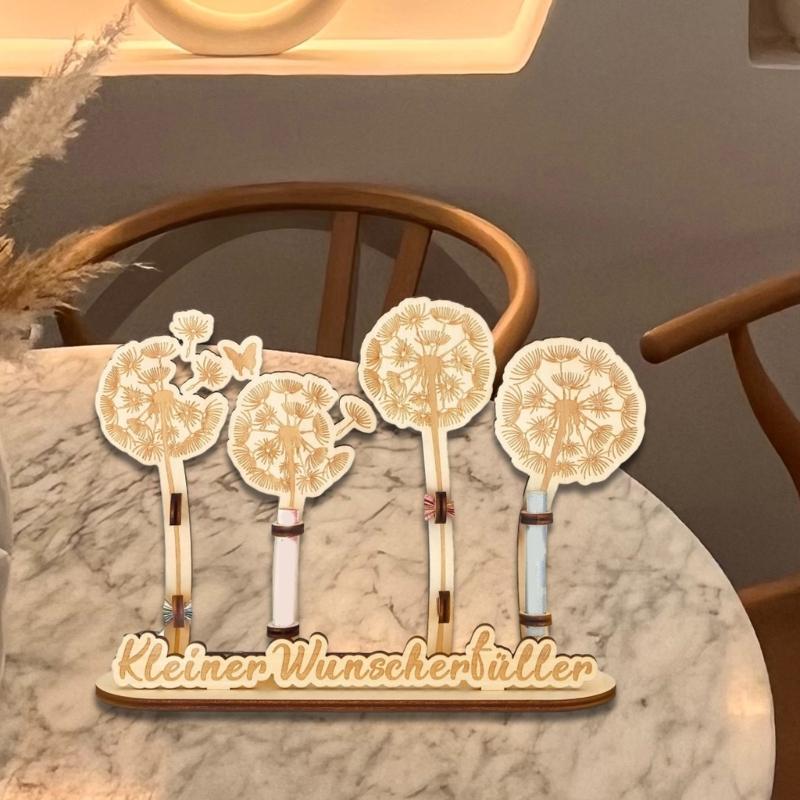 Handcrafted Dandelions Themed Wooden Craft Desk Organizers Nature Themed Money Gift Holder Decorative Storage Gift
