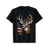 European Sizes Men's Patriotic Deer Hunting T-Shirt _ Regular Fit, Casual Style, Whitetail Buck & Design, Machine Washable, Perfect for Spring_Fall