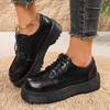 Loafer Women's New Retro British Style Round Toe Lace-up Platform All-purpose Single Shoes