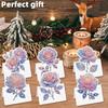 6pcs Flower Butterfly DIY Rhinestone Diamond Art Mosaic Postcards with Envelopes Handmade for Adult Beginner Holiday Blessing