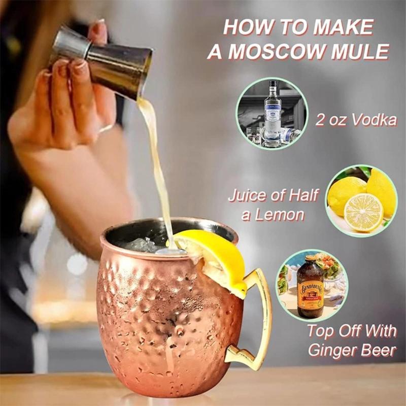Moscow Mules Glass Stainless Steel Coppers-Plated Hammer Point Beer Glass European American Bar Cocktails Glass Drum Cup