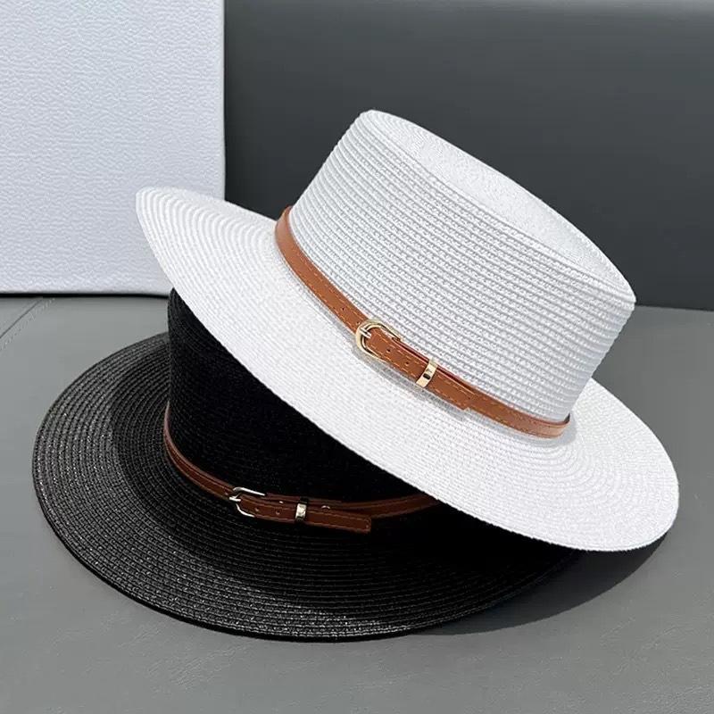 Straw Hat Women's Summer Beach Sunshade Hat Braided Straw Sunblock Hat French Belt Vintage Top Hat Sun Hats For Women