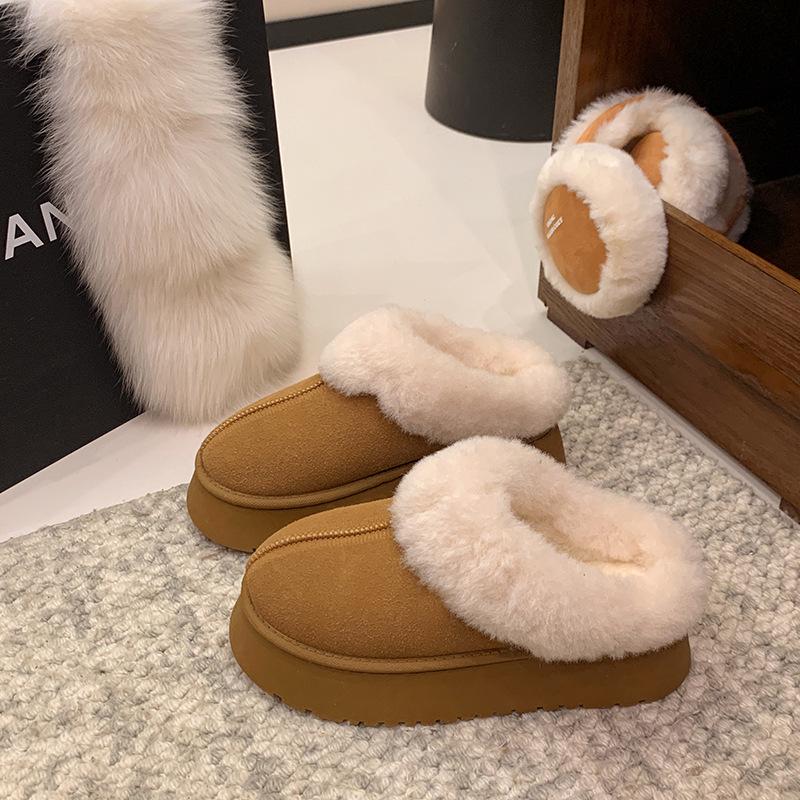 Fashion fluffy slippers women s new autumn and winter snow boots thick-soled piled cotton slippers 40