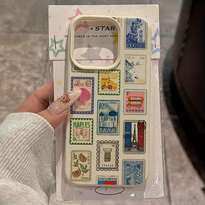 Vibrant Retro Stamp Lichee Design Phone Case For iPhone 17 Air 16 e 15 14 13 12 11 Pro Max Plus SE Soft Shockproof Cover