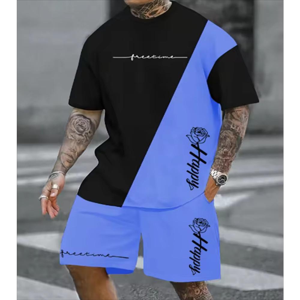 

Летний модный повседневный мужской комплект из двух предметов: футболка с 3D-принтом и шорты, удобная и дышащая верхняя футболка, мужская одежда 6XL