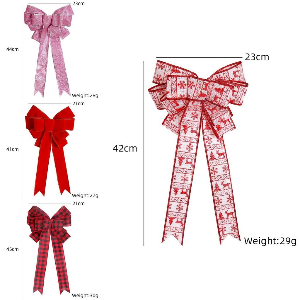 Handcrafted Christmas Decoration Red And Black Plaid Bow For Festive Tree Ornament