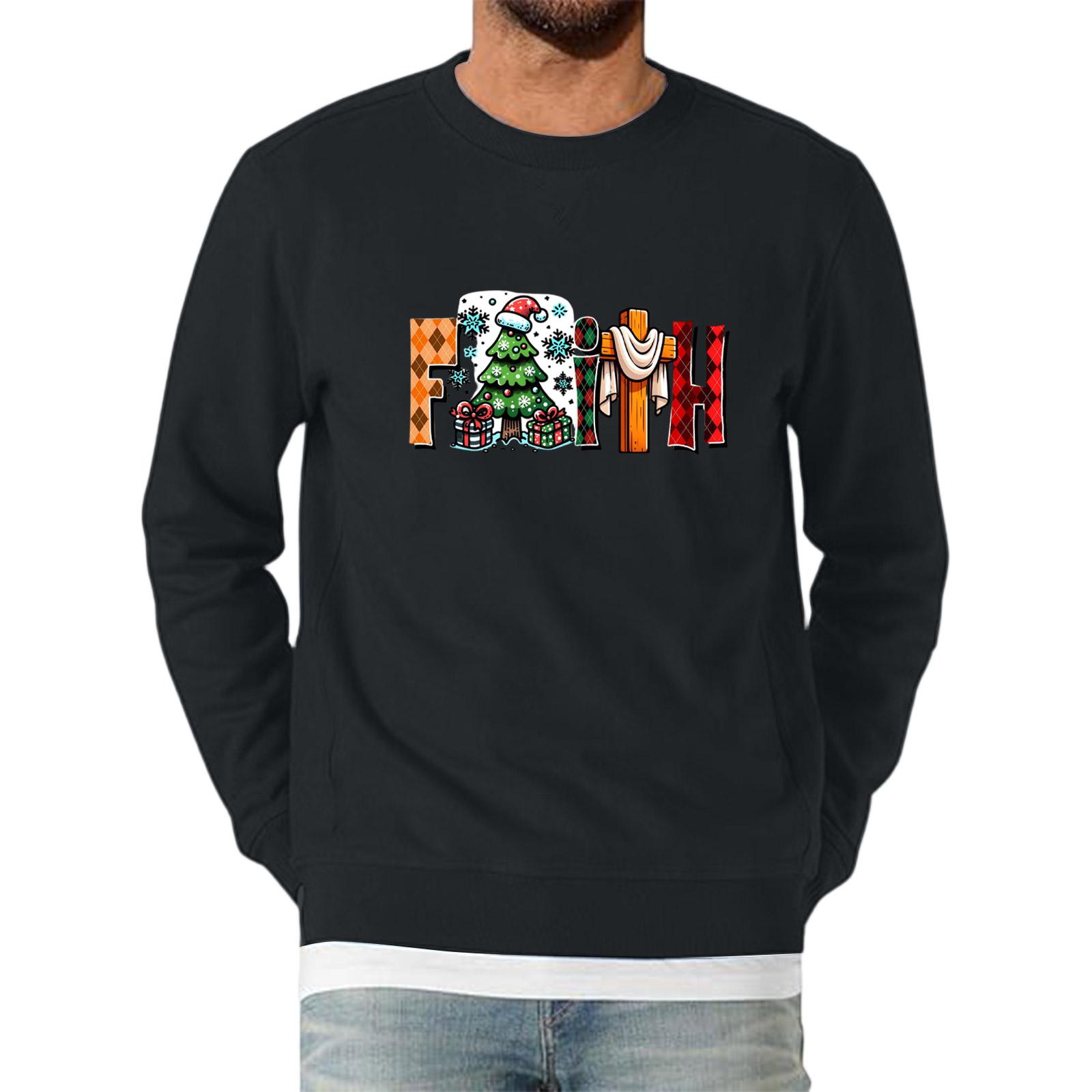 

Мужская рождественская рубашка с принтом, имитация хлопка, с длинным рукавом L чёрный