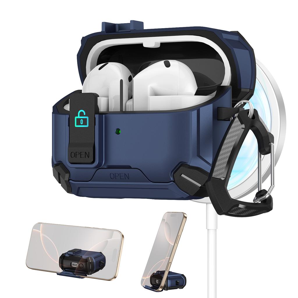 Phone Stand Case for Samsung Galaxy Buds 3/3Pro Secure Lock Case with MagSafe Protective Case with Cleaner Kit For Galaxy Buds 3