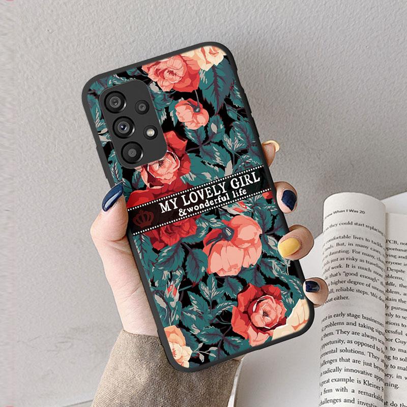 Case For Samsung A53 A52S A52 A73 A70 Cute Heart Flower Back Cover Soft Silicone Matte Protective Funda For Samsung Galaxy A53