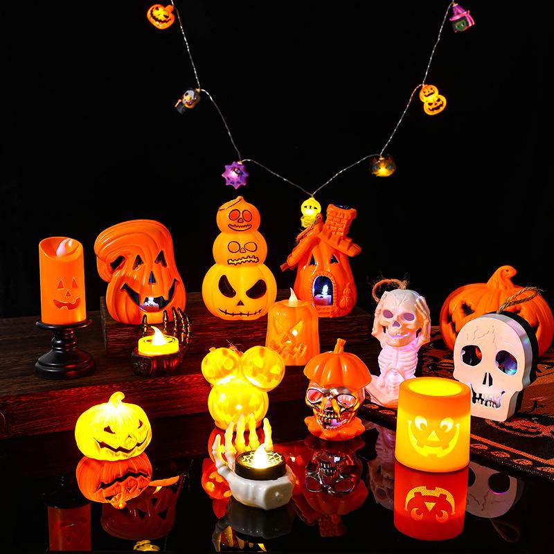 Creative Halloween Pumpkin LED Night Light Haunted House Horror Props Halloween Party Home Indoor Decoration Supplies Gifts