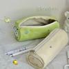 Green Apple Embroidered Pencil Case - Cute, Large Capacity Pencil Storage Bag