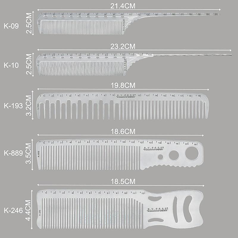 Transparent Salon Hair Comb With Professional Barber Hairdressing Scale Comb