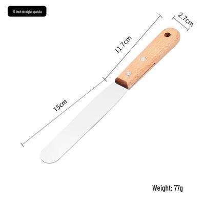 ZISIZ Stainless Steel Beechwood Handle Straight Spatula Set