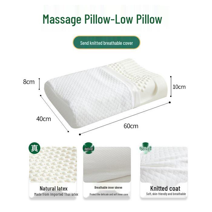 Thailand Natural Latex Neck Support Pillow - Cervical Protection Sleep Aid for Home, Dorm, and Kids