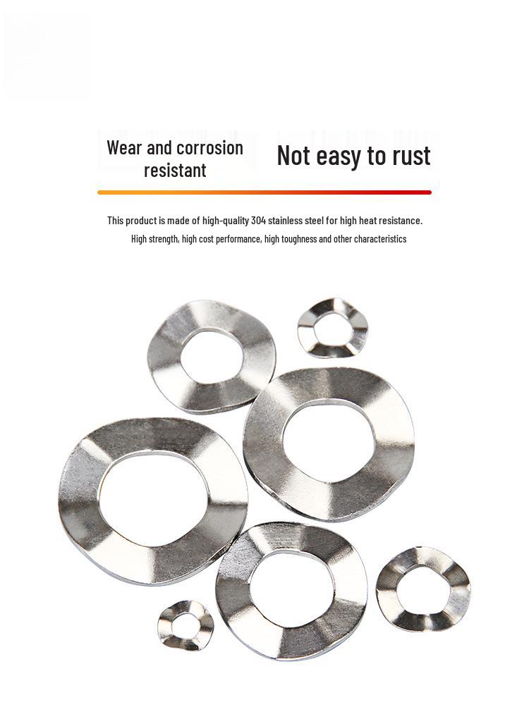 304 Stainless Steel Four-Wave Spring Washer Gasket for M3 to M16