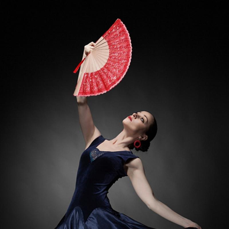 Lacework Handheld Fan with Wood Frame Decorative Fan For Wedding Ceremony Cooling Fan for Bridal Shower Decoration