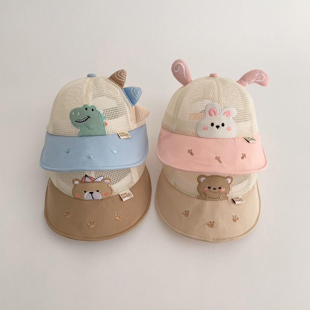 Cartoon 1-3Y Hat Animal Pattern Sunshade Boys Girls Sun Hat Uv Protection Breathable Mesh Toddler Baseball Cap Summer Outdoor