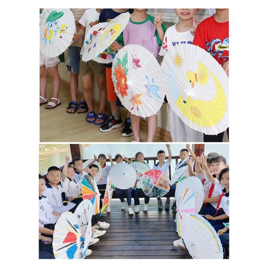 30/40/60/84CM DIY Handbemalung Papier Regenschirm Chinesischer Stil Dekorativer Ölpapier-Regenschirm mit Holz