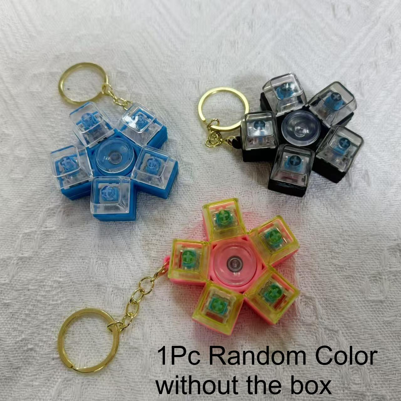 

1Pc 5-Key Mechanical Button Fidget Spinner Keychain Portable Stress-Relief Ornament, Small Toy for Workers To Relieve Anxiety