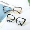 New Retro Cat Eye Women Anti Blue Light Glasses Frame Fashion Designer Thin Face Flat Mirror Clear Reading Top Quality Ins Trend