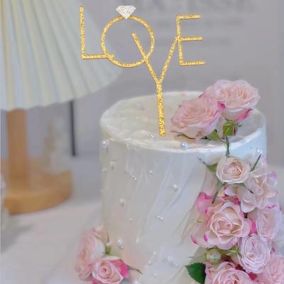 1pc Gold Silver LOVE Cake Topper  for Valentine's Day Wedding Birthday Party Cake Decoration Supplies