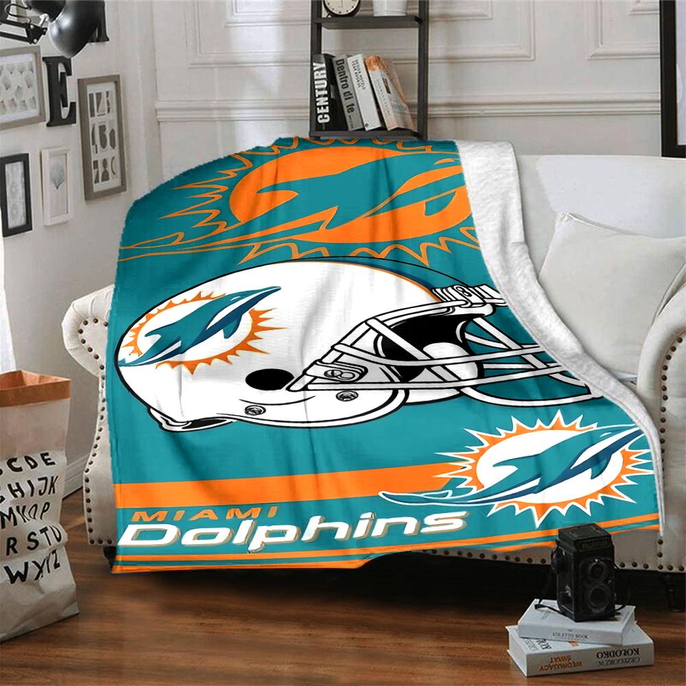 1pc Blanket - Miami Dolphins Logo Print Design,Lightweight Blanket for Sofa,Bed- Soft &Warm,Gift for All Seasons