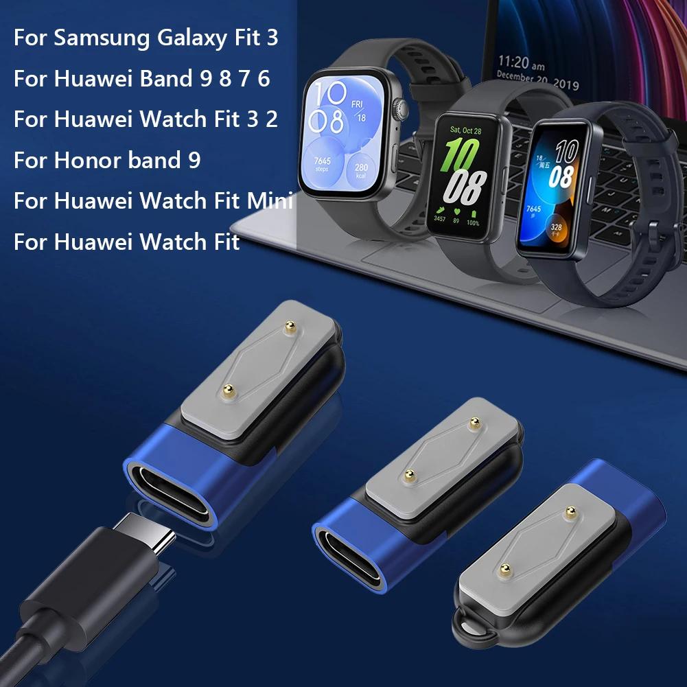 För Samsung Galaxy Fit 3 Smartklocka Laddare Adapter Anslutning USB C 90° Magnetisk Laddningsadapter för Huawei Watch Fit 3 2